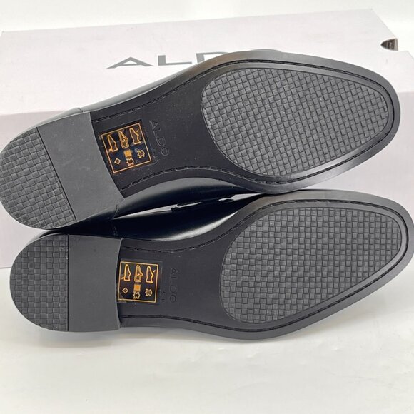ALDO Marinho Loafers Size 7 Black Leather Upper Slip-On Dress Shoes Metal Bit - Picture 13 of 14